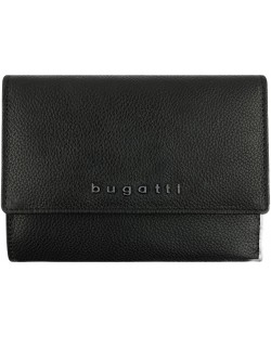 Дамски кожен портфейл Bugatti Bella - Flip, RFID защита, черен
