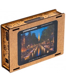 Дървен пъзел Unidragon от 125 части - Амстердам (размер S)