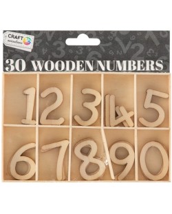 Дървени числа в кутия Grafix, 30 броя