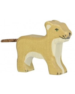 Дървена фигурка Holztiger - Малък стоящ лъв