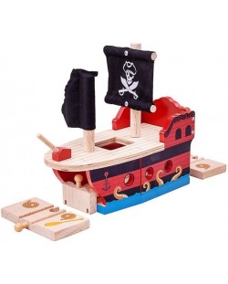 Дървена играчка Bigjigs - Пиратски кораб
