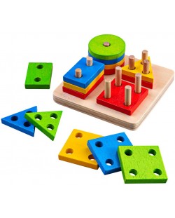 Дървена играчка за сортиране Bigjigs - С геометрични фигури