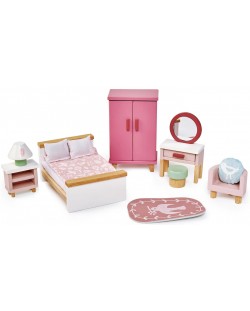 Дървен комплект Tender Leaf Toys - Обзавеждане за кукленска къща, спалня