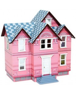 Дървена къща за кукли Melissa & Doug - Викторианска, розова