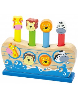 Дървена подскачаща играчка Viga - Корабче на Ной