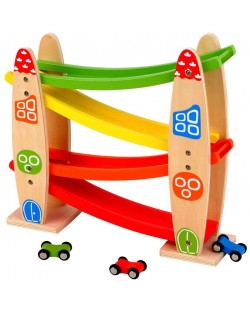 Дървена играчка Lelin - Рали, с колички