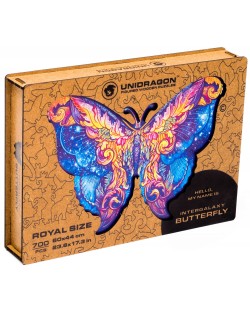Дървен пъзел Unidragon от 700 части - Пеперуда (размер RS)