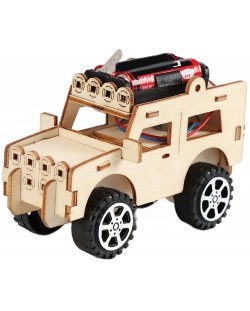 Дървен комплект Acool Toy - Направи си сам дървен джип, с батерии