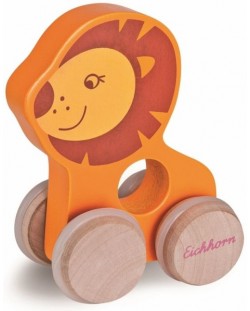 Дървена играчка Eichhorn - Живoтинчета с колела, асортимент