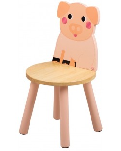 Детско дървено столче Bigjigs - Прасенце
