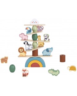 Детска дървена игра Tooky Toy - Animals, за баланс 
