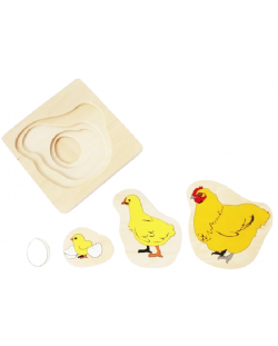 Детска игра Smart Baby - Многослоен пъзел, 5 части, кокошка