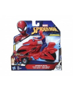 Детска играчка Hasbro Spiderman - Спайдърмен с мотоциклет, 15 cm
