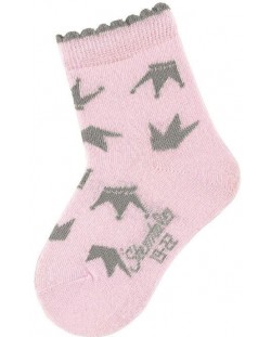 Детски розови чорапи Sterntaler - С коронки, 15/16 размер, 4-6 месеца, розови