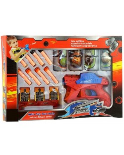 Детски комплект Raya Toys - Пистолет с дунапренени стрели, син