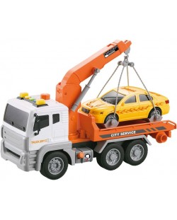Детска играчка Felyx Toys - City Service, Камион с кран и кола