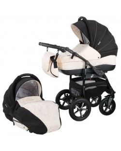 Детска количка 2 в 1 Baby Merc - Zipy, черно и бяло