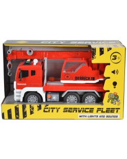 Детска играчка Moni Toys - Камион с кран и кука, червен, 1:12