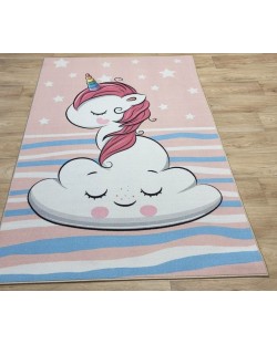 Детски килим BLC - Еднорог с облак, многоцветен