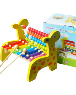 Детски дървен комплект Raya Toys - Ксилофон и сметало