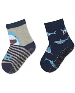 Детски чорапи със силиконова подметка Sterntaler - С акули, 23/24 размер, 2-3 години, 2 чифта