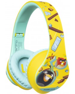 Детски слушалки PowerLocus - P2 Kids Angry Birds, безжични, зелени/жълти