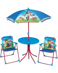 Детски градински комплект Fun House - Маса със столчета и чадър, Пес патрул