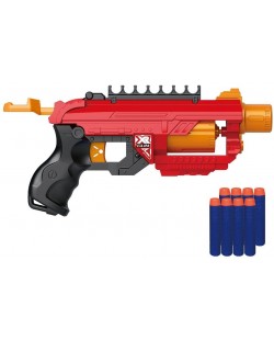 Детска играчка Raya Toys Soft Bullet - Автомат с 8 меки патрона, червен