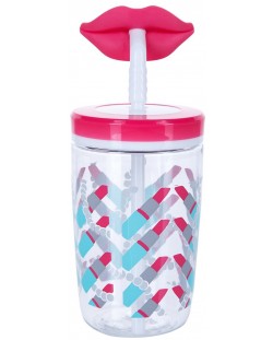 Детска чаша със сламка Contigo - Cherry Blossom Lips, 470 ml