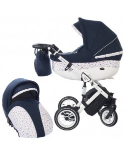 Детска количка 2 в 1 Baby Merc - Style, тъмно синьо и бяло