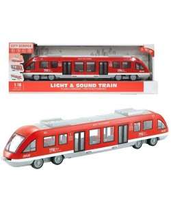 Детска играчка Ocie City Service - Влак метро, 1:16, червен