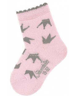 Детски чорапи Sterntaler - С коронки, 19/22 размер, 12-24 месеца, розови