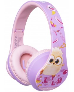 Детски слушалки PowerLocus - P2 Kids Angry Birds, безжични, розови/лилави