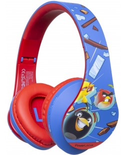 Детски слушалки PowerLocus - P2 Kids Angry Birds, безжични, сини/червени