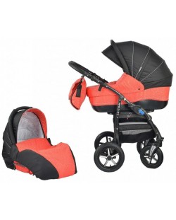 Детска количка 2 в 1 Baby Merc - Zipy, черно и червено