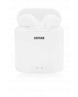 Безжични слушалки Denver - TWE-36 MK2, TWS, бели