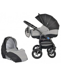 Детска количка 2 в 1 Baby Merc - Zipy, черно и сиво