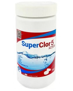 Дезинфектант за басейни Aquatics - SuperClor 5 Actions, 1 kg (20 гр. таблетка)