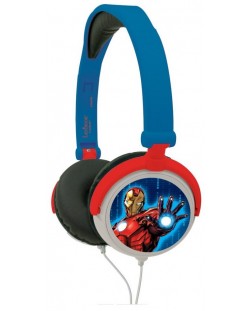 Детски слушалки Lexibook - Avengers HP010AV, сини/червени