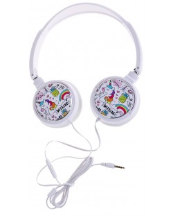 Детски слушалки с микрофон I-Total - Unicorn Collection 11107, бели
