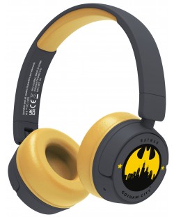 Детски слушалки OTL Technologies - Batman Gotham City, безжични, черни/ жълти