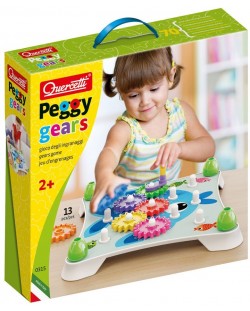 Детска игра със зъбни колела Quercetti - Peggy Gears, 13 части