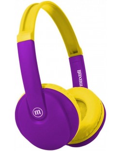 Детски слушалки Maxell - BT350, лилави/жълти