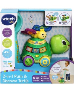 Детска играчка Vtceh - Интерактивна костенурка за дърпане, 2 в 1 (на английски език)