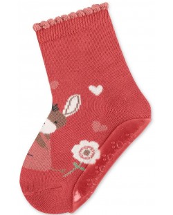 Детски чорапи със силиконова подметка Sterntaler - С магаренце, 23/24, 2-3 години, червени