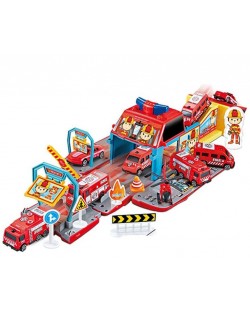 Детска играчка Ocie - Трансформираща се пожарна кола и станция