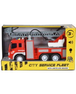 Детска играчка Moni Toys - Пожарен камион с кран и помпа, 1:16