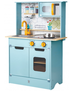 Детска дървена кухня HaPe International - Синя, със звук и светлина