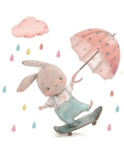 Детски стикери за стена за детска стая Sipo - Зайче с чадър