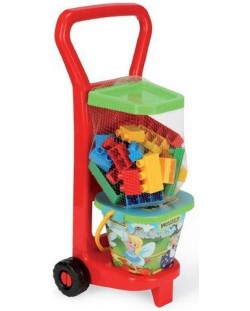 Детски конструктор Wader - В червена количка, с кофичка, 36 части